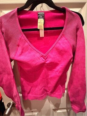 Pink victorias secret Hot Pink Ribbed V-Neck Sweater